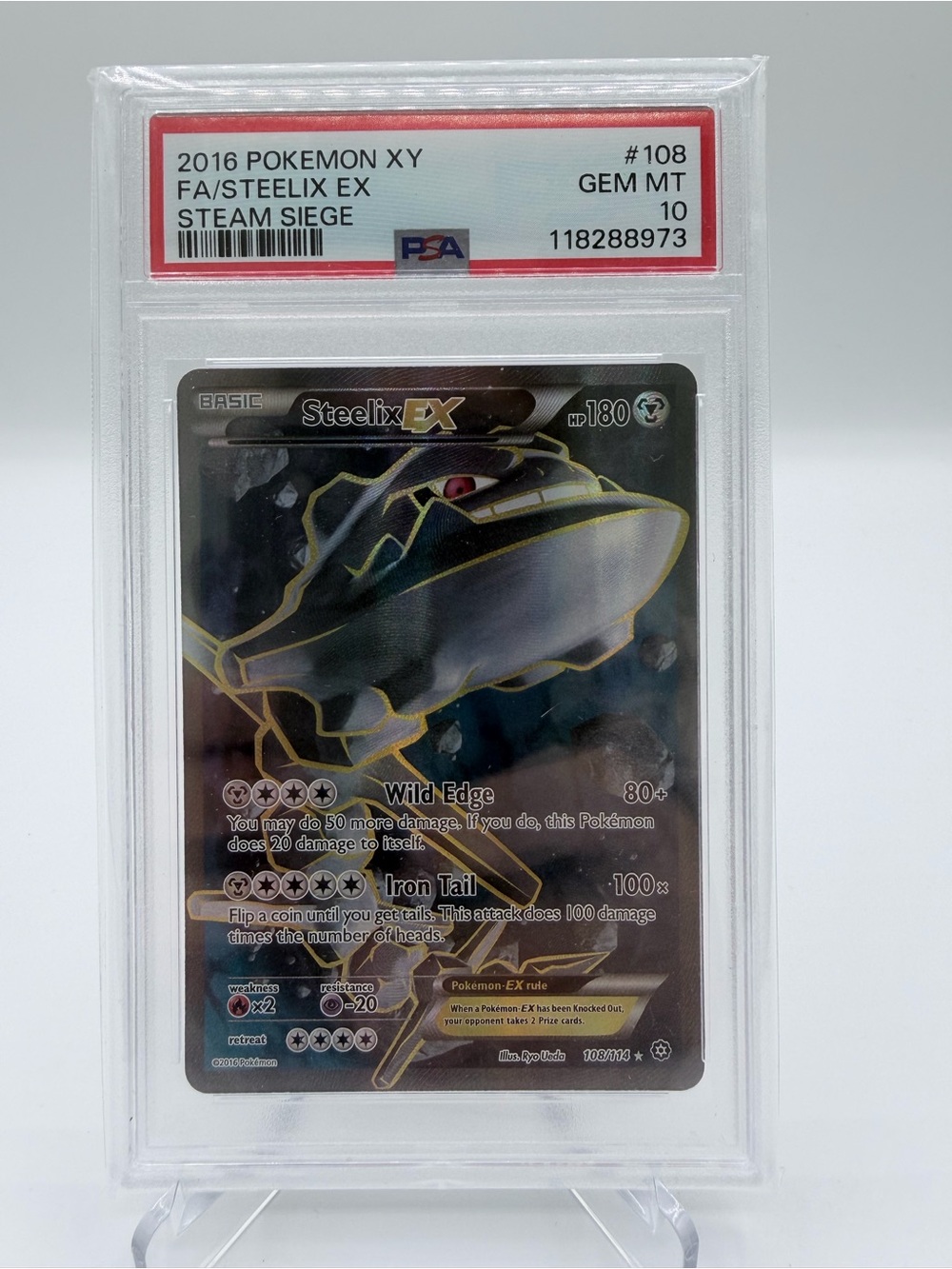 Pokemon Steelix EX Holographic Card - Black, Silver, Gold